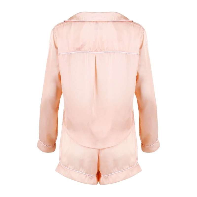 Nina Silk Pajama Short Set - Peach 2 Nina Silk Pajama Short Set - Peach - Image 2