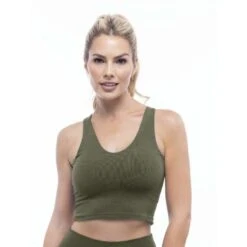 Rib V-Neck Cropped Tank - Heather Forest Green -Transcend Sales gbstdtrciuglqothncpb