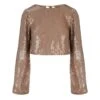 Gemini Top In Latte Sequins