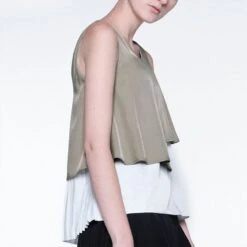 Michon Viscose Layered Reversible Top In Moss 11 Michon Viscose Layered Reversible Top In Moss -Transcend Sales gjuir0yv6b02rsqph7eb