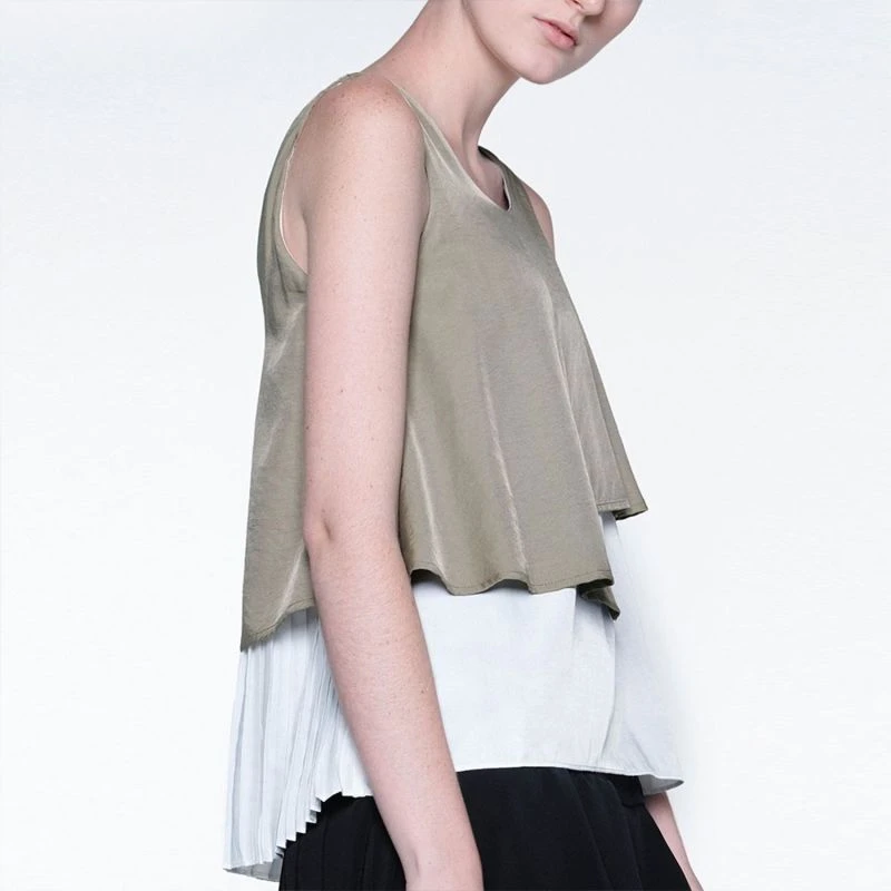 Michon Viscose Layered Reversible Top In Moss 5 Michon Viscose Layered Reversible Top In Moss - Image 5