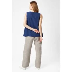 Linen Sleeveless Top - Blue -Transcend Sales gs8zteobn0l36u585iap