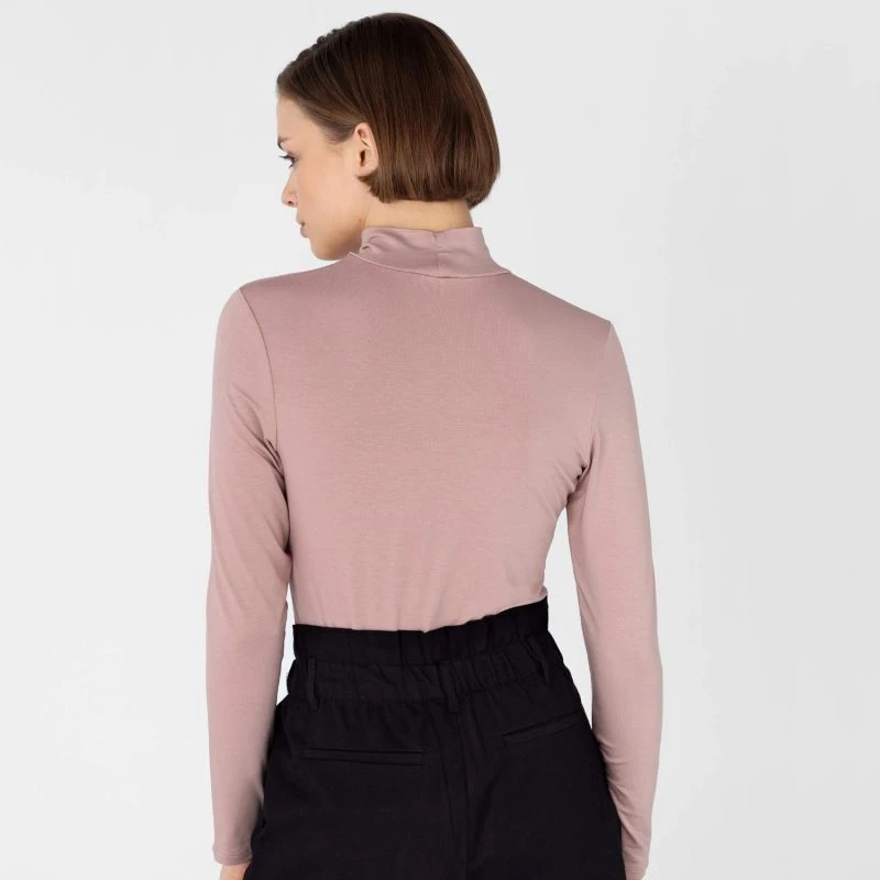 Women's Mock-Neck Pastel Pink 3 Women's Mock-Neck Pastel Pink - Image 3