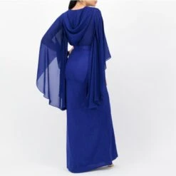 Hooded Chiffon Top- Blue -Transcend Sales i46xcbcckttyktdsn8bd