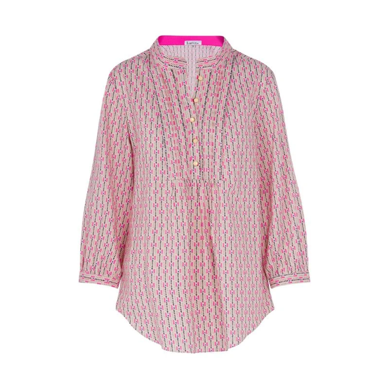 Delphine Top Fluro Pink And Khaki Print 1 Delphine Top Fluro Pink And Khaki Print