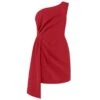 Iconic Glamour Draped Short Dress -Fierce Red