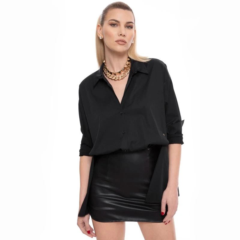 Oversized Poplin Black Shirt 5 Oversized Poplin Black Shirt - Image 5