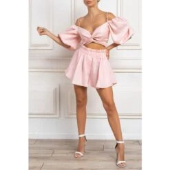 High Waist Linen Flowy Shorts In Pink 5 High Waist Linen Flowy Shorts In Pink -Transcend Sales ijrbzx5l8bm5dn3ym7we