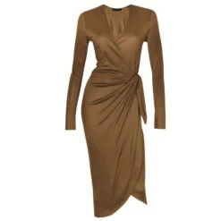 Is It Love Gold Wrap Dress
