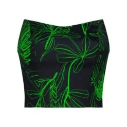 Jacquard Printed Crop Top-Lime Punch