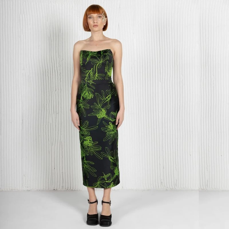 Jacquard Printed Crop Top-Lime Punch 3 Jacquard Printed Crop Top-Lime Punch - Image 3