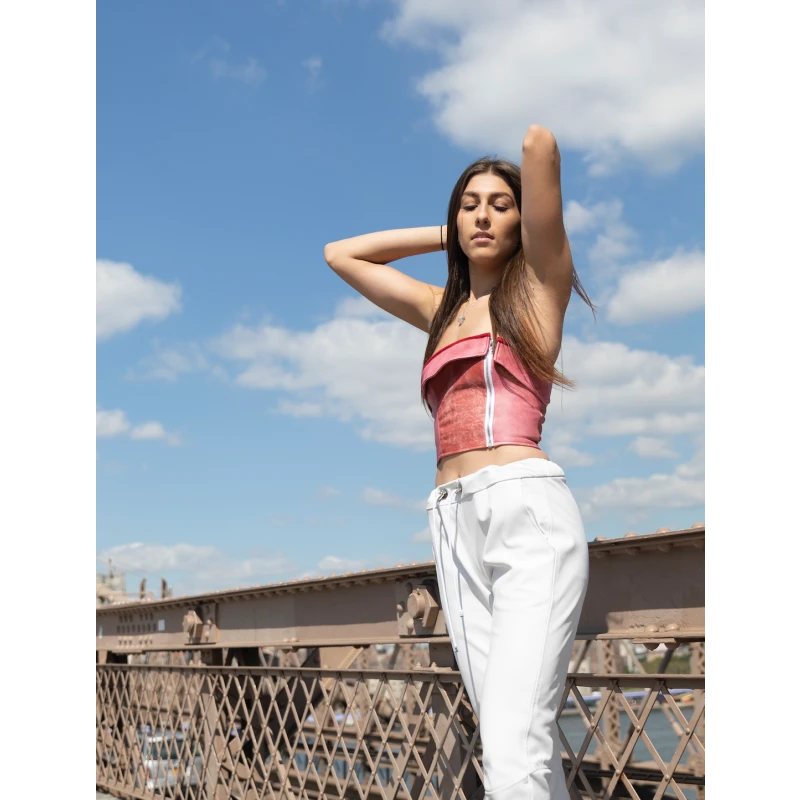 Red Leather Crop Top 2 Red Leather Crop Top - Image 2