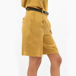 Manila Silk Tailored Shorts In Yellow Mimosa -Transcend Sales jiixqhbmimm7sdc9qwvy