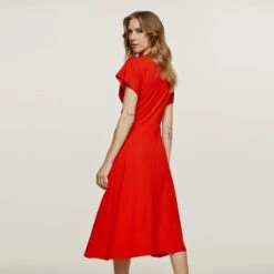 Red Knot Detail Midi Dress -Transcend Sales jtp4yapqpur881qlhkhd