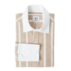 100% Organic Linen Stripe Shirt Beige -Transcend Sales jw5xlbnbvv41z9fnsts0