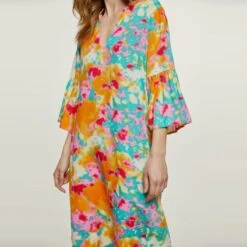 Abstract Floral Kaftan Style Dress Viscose -Transcend Sales jzozh3zxbm3nknxbyj1w