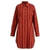 Katherine Organic Cotton Half-Placket Shirt Dress With Side Pockets And Long Sleeves In Clay Cabana Stripe Block Print