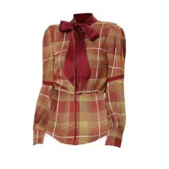 Bow-Tie Tartan Print Shirt