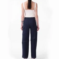 Kntlgy Navy Blue Cotton Baggy Cargo Pants -Transcend Sales kntlgy navy blue cotton baggy cargo pants 2984d8d3018b0bfc1dfcd55c250c1a60