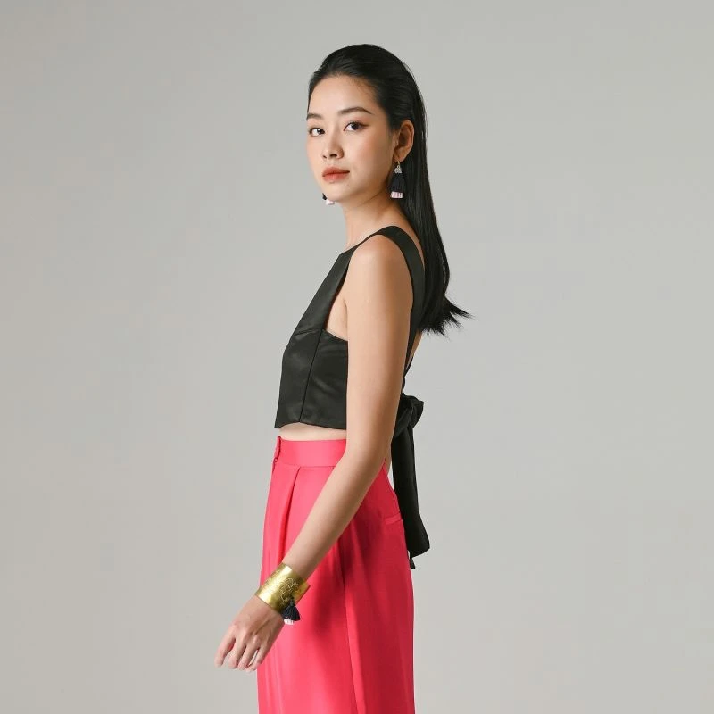 Lacquer Silk Crop Top - Lanh My A 3 Lacquer Silk Crop Top - Lanh My A - Image 3