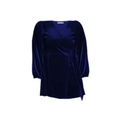 Leila Velvet Wrap Top - Blue