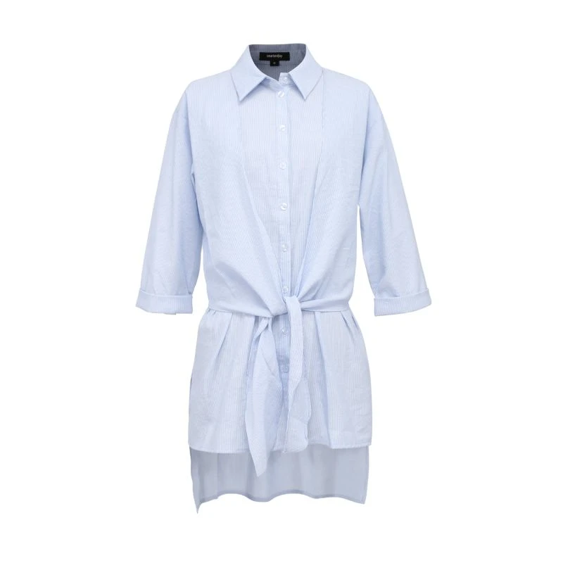 Long Shirt With Knotted Panels In Front 1 Long Shirt With Knotted Panels In Front