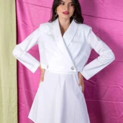 Cropped Blazer In White Cotton -Transcend Sales limr3fsuuowipx5zkp92