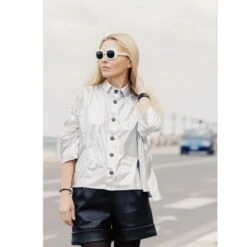 Loose Fit Shirt Metallic Silver -Transcend Sales loose fit shirt metallic silver 18b03c7a4e0ac21d3d45587decbc454d