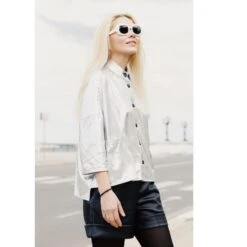 Transcend Sales -Transcend Sales loose fit shirt metallic silver 5b04aa1ef8e30c204fb2a353228b51bc