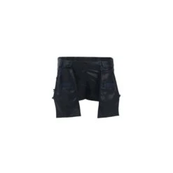 Faux Leather YOU Shorts With Removable Pockets On Front In Black