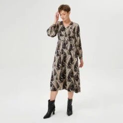 Flared Midi Dress With Vintage Print -Transcend Sales lxtvjjhz3xaacuznz3y6