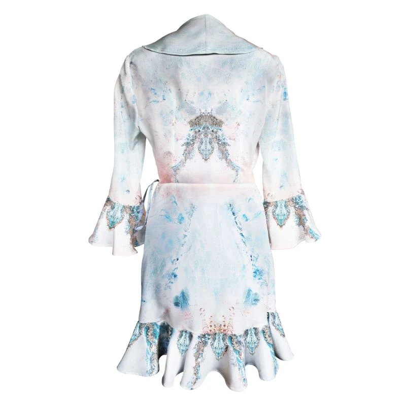 Silk Wrap Dress Mini - White 2 Silk Wrap Dress Mini - White - Image 2