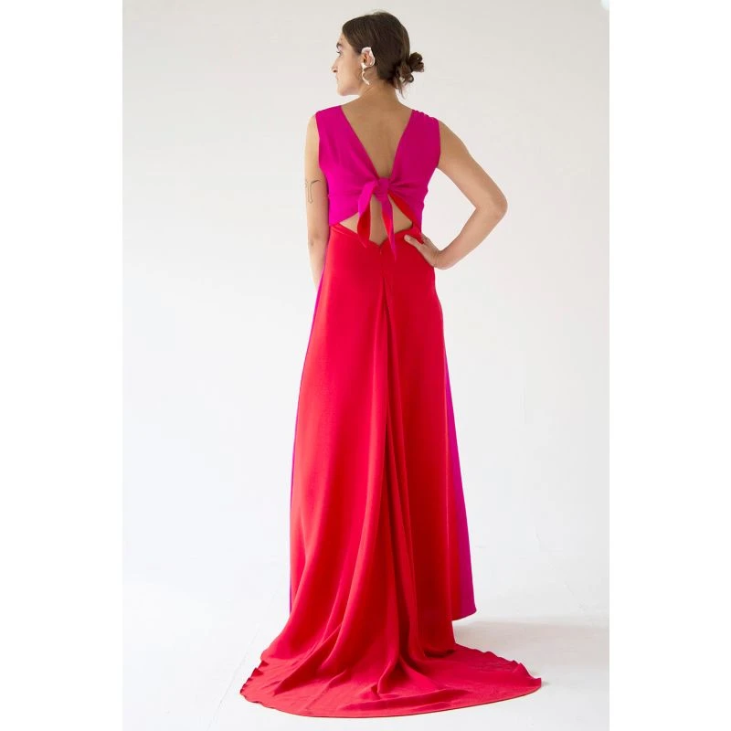 Magenta & Red Gown With Open Back 6 Magenta & Red Gown With Open Back - Image 6