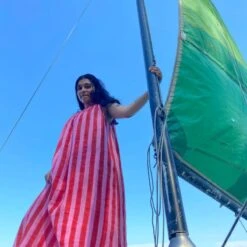 Maxi Mimi Adjustable Shoulder Tie Linen Long Maxi Dress With Side Pockets In Red And Pink Cabana Stripe Block Print 8 Maxi Mimi Adjustable Shoulder Tie Linen Long Maxi Dress With Side Pockets In Red And Pink Cabana Stripe Block Print -Transcend Sales maxi mimi linen sun dress in pink cabana stripe e42fc3d2b04938a9429a493006489b3c