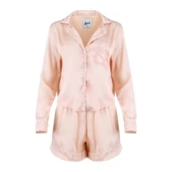 Nina Silk Pajama Short Set - Peach