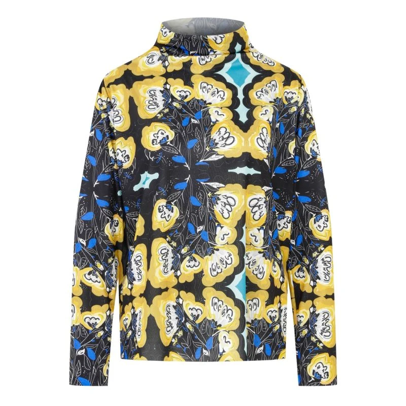 Blue Yellow Floral Highneck Top 1 Blue Yellow Floral Highneck Top