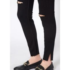 Augusta High Rise Skinny Knee Ripped Jeans In Black -Transcend Sales mmrlcicnmfgvdyyxoeoa