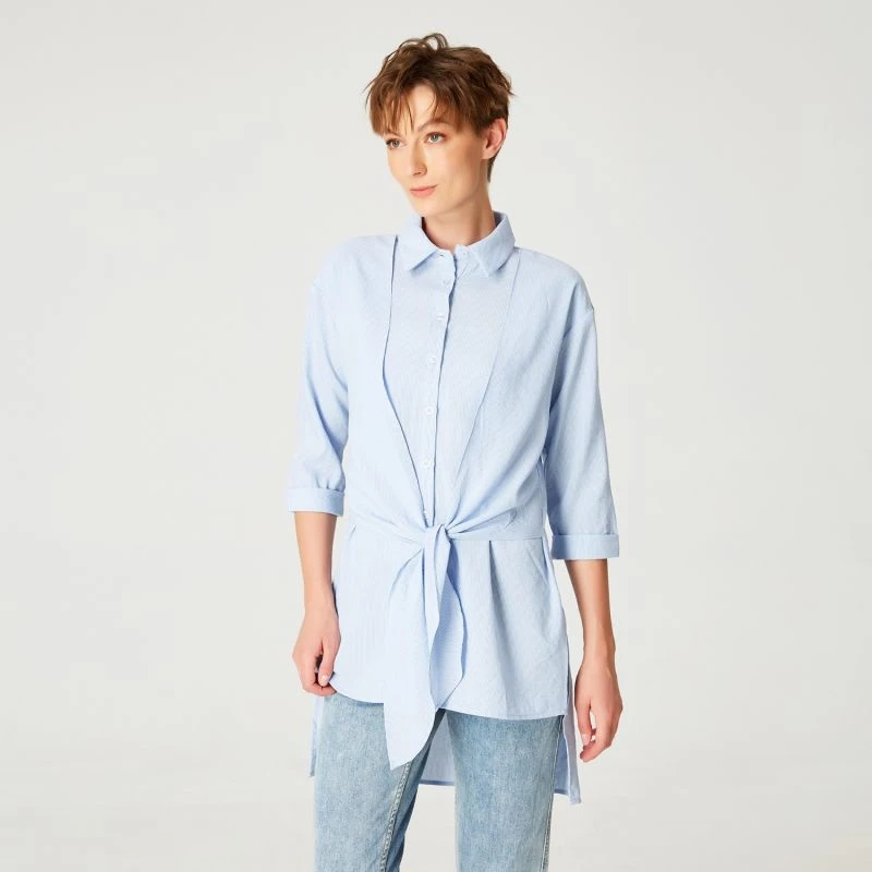 Long Shirt With Knotted Panels In Front 2 Long Shirt With Knotted Panels In Front - Image 2