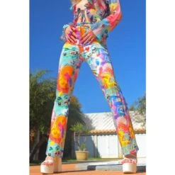 Moxie Bootcut Belted Collage Print Jeans -Transcend Sales moxie bootcut belted collage print jeans bcf65018b505c4d9476b44dcb4838090