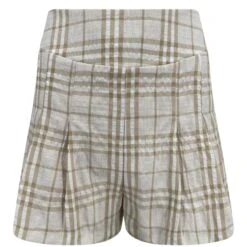 Cream Flared High-Waisted Shorts