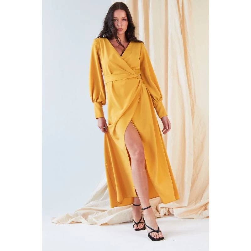 Mustard Maxi Wrap Dress 7 Mustard Maxi Wrap Dress - Image 7