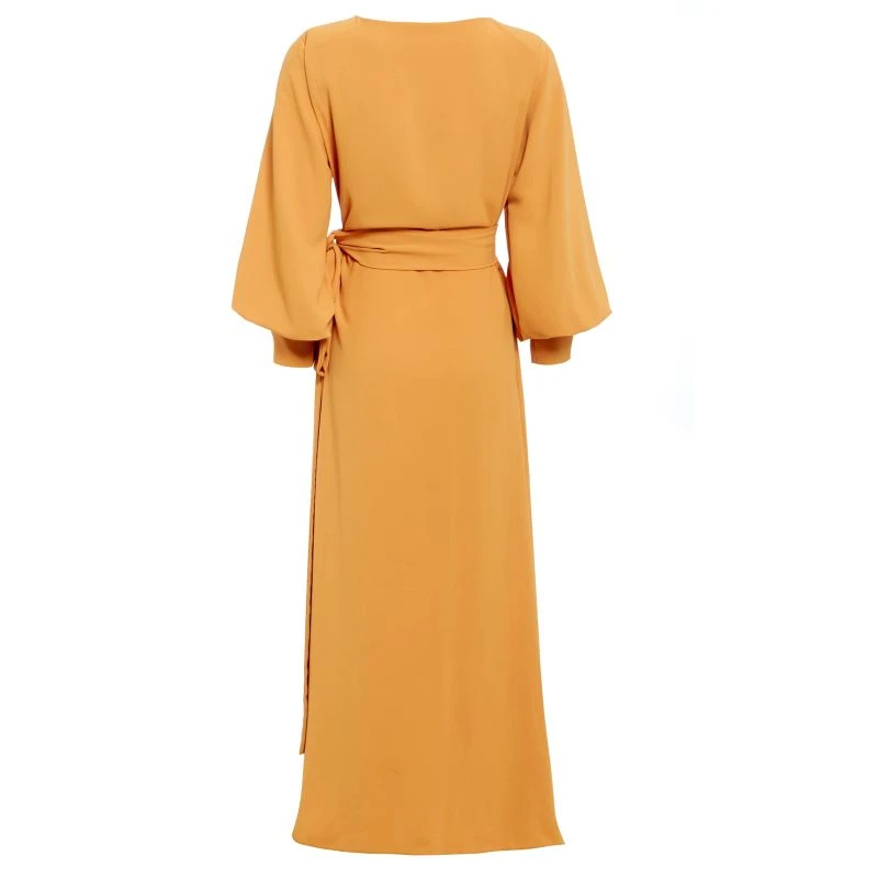 Mustard Maxi Wrap Dress 3 Mustard Maxi Wrap Dress - Image 3