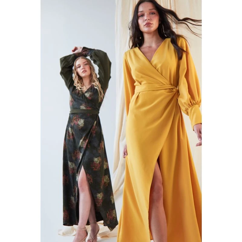 Mustard Maxi Wrap Dress 14 Mustard Maxi Wrap Dress - Image 14