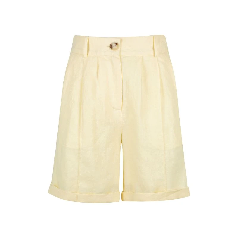 Vera Linen Lounge Short - Lemon Cream 1 Vera Linen Lounge Short - Lemon Cream