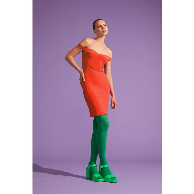 Off-Shoulder Sweetheart Dress - Burnt Red 3 Off-Shoulder Sweetheart Dress - Burnt Red - Image 3