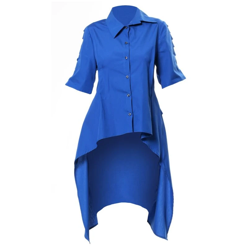 Open Back Shirt Cotton Shirt In Cobalt Blue 1 Open Back Shirt Cotton Shirt In Cobalt Blue