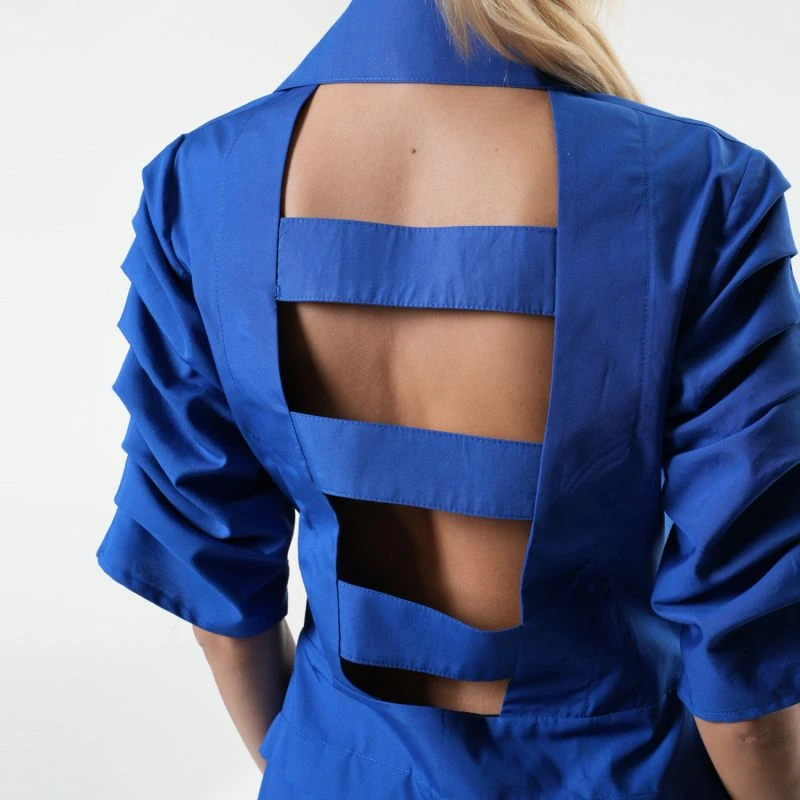 Open Back Shirt Cotton Shirt In Cobalt Blue 5 Open Back Shirt Cotton Shirt In Cobalt Blue - Image 5
