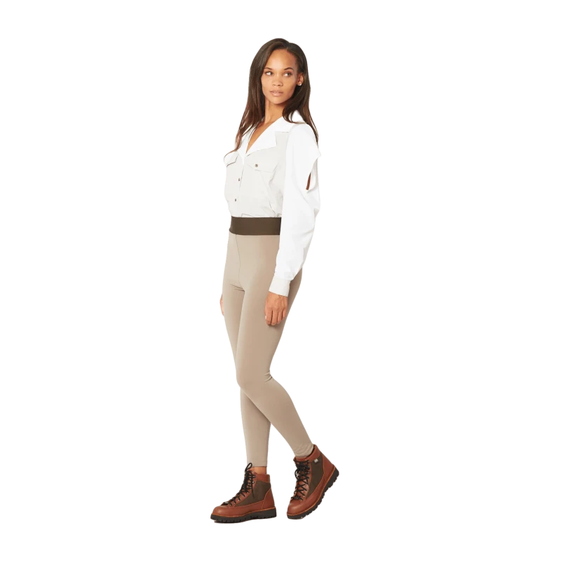 Open Shoulder Button Down, White & Grey Colorblock 4 Open Shoulder Button Down, White & Grey Colorblock - Image 4