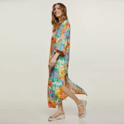 Abstract Floral Kaftan Style Dress Viscose -Transcend Sales ox5tng1jumbqejjteyai