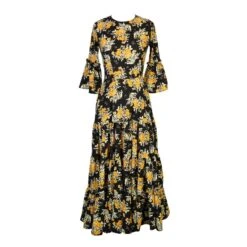 Petite Marigold Blossom 3-Tier Ruffle Dress